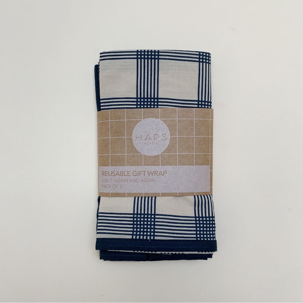 Haps Nordic Gift wrap 2-pack Gift wrap Petrolium/French grid