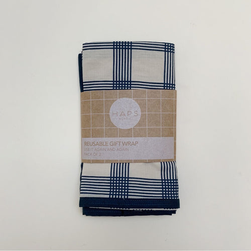 Haps Nordic Gift wrap 2-pack Gift wrap Petrolium/French grid