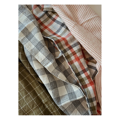 Haps Nordic Linen Kitchen towel Kitchen towel French grid petrolium/Vanilla