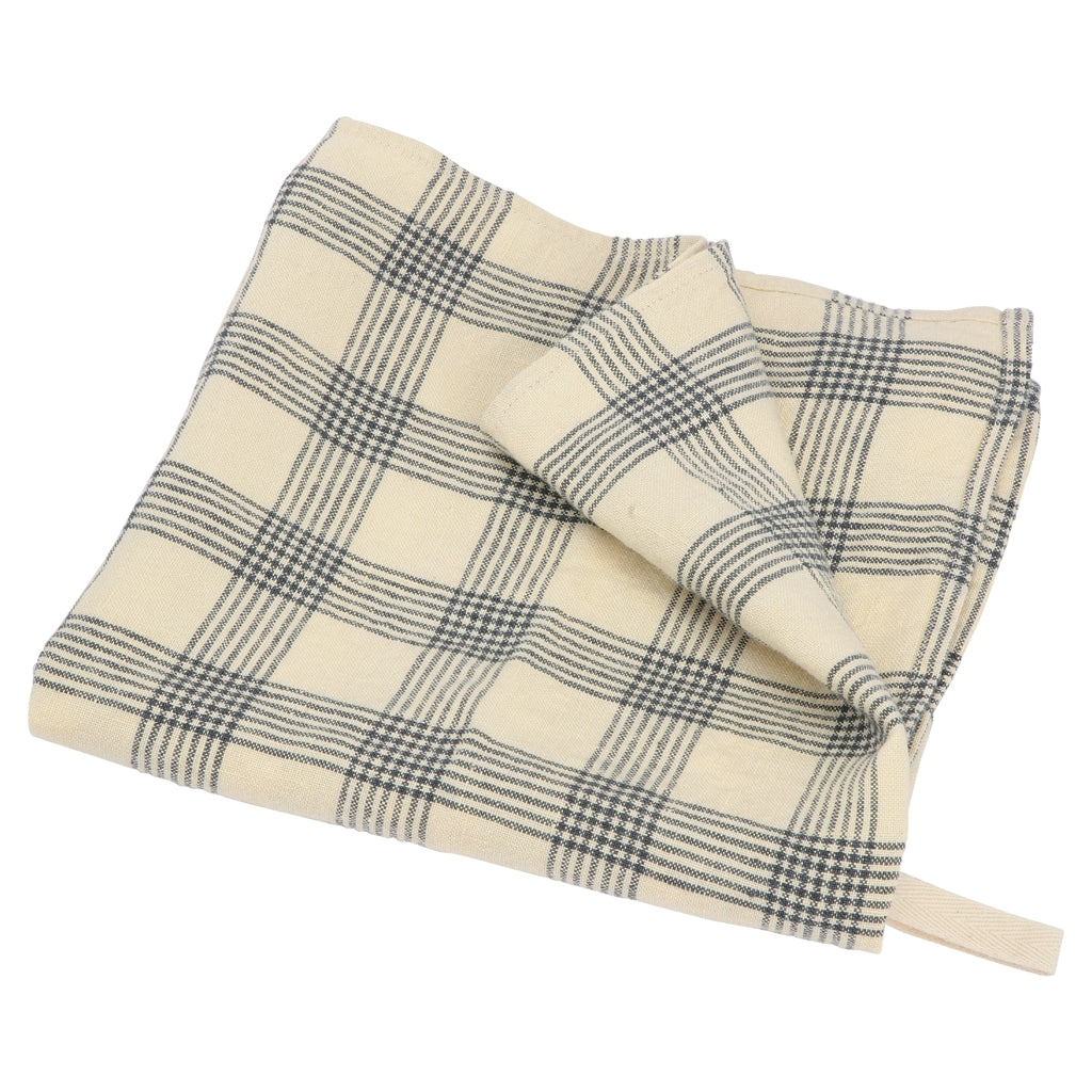 Haps Nordic Linen Kitchen towel Kitchen towel French grid petrolium/Vanilla