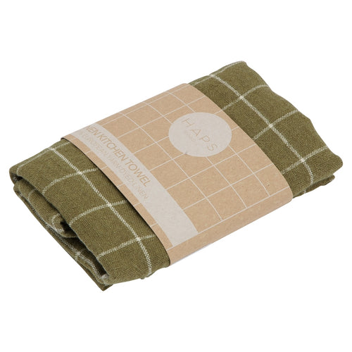 Haps Nordic Linen Kitchen towel Kitchen towel Olive check