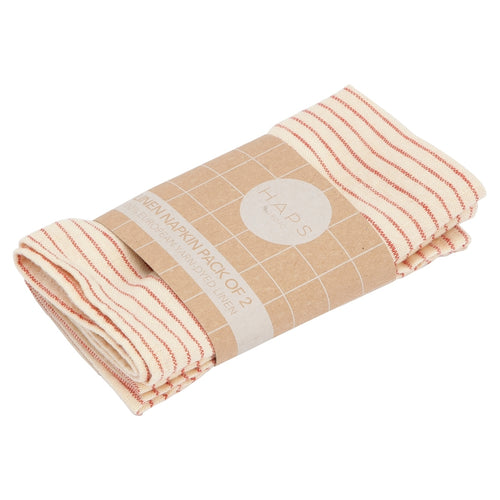 Haps Nordic Linen Napkin 2-pack Napkins Pin stripe Vanilla/Chili