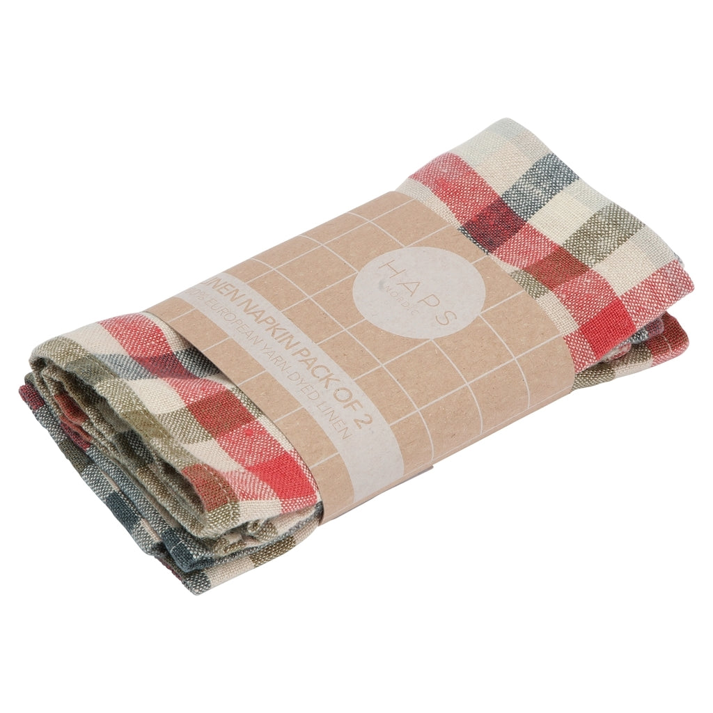 Haps Nordic Linen Napkin 2-pack Napkins Unique check, Chili