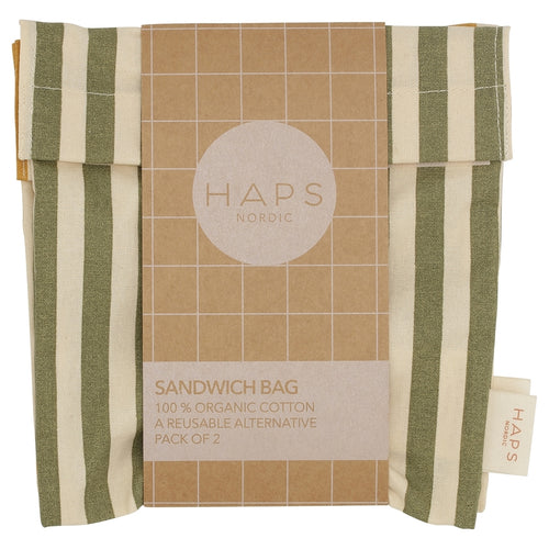 Haps Nordic Sandwich bag 2-pak Sandwich bag Marine stripe Mustard/Olive