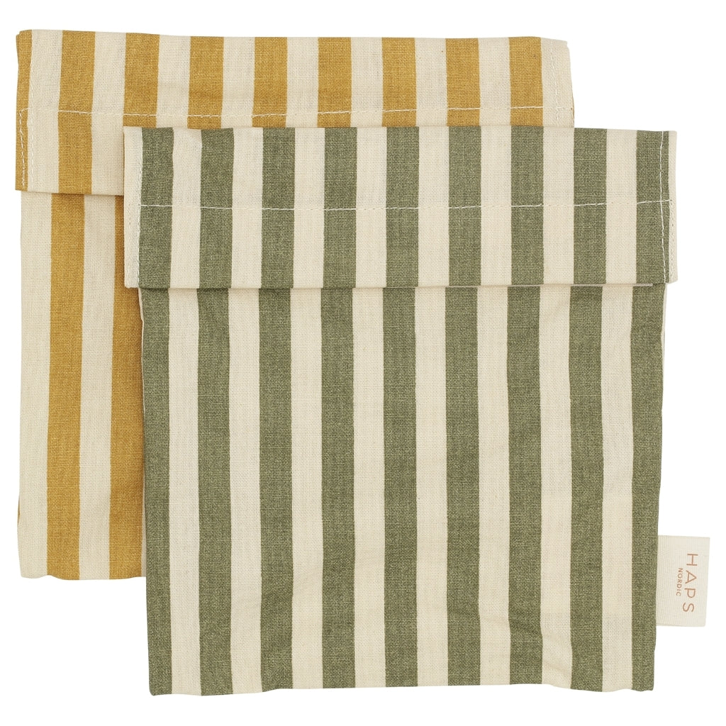 Haps Nordic Sandwich bag 2-pak Sandwich bag Marine stripe Mustard/Olive