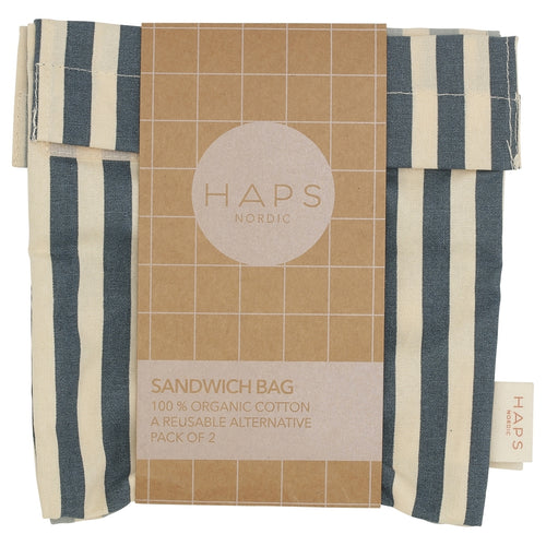 Haps Nordic Sandwich bag 2-pak Sandwich bag Marine stripe Petrolium/pigeon