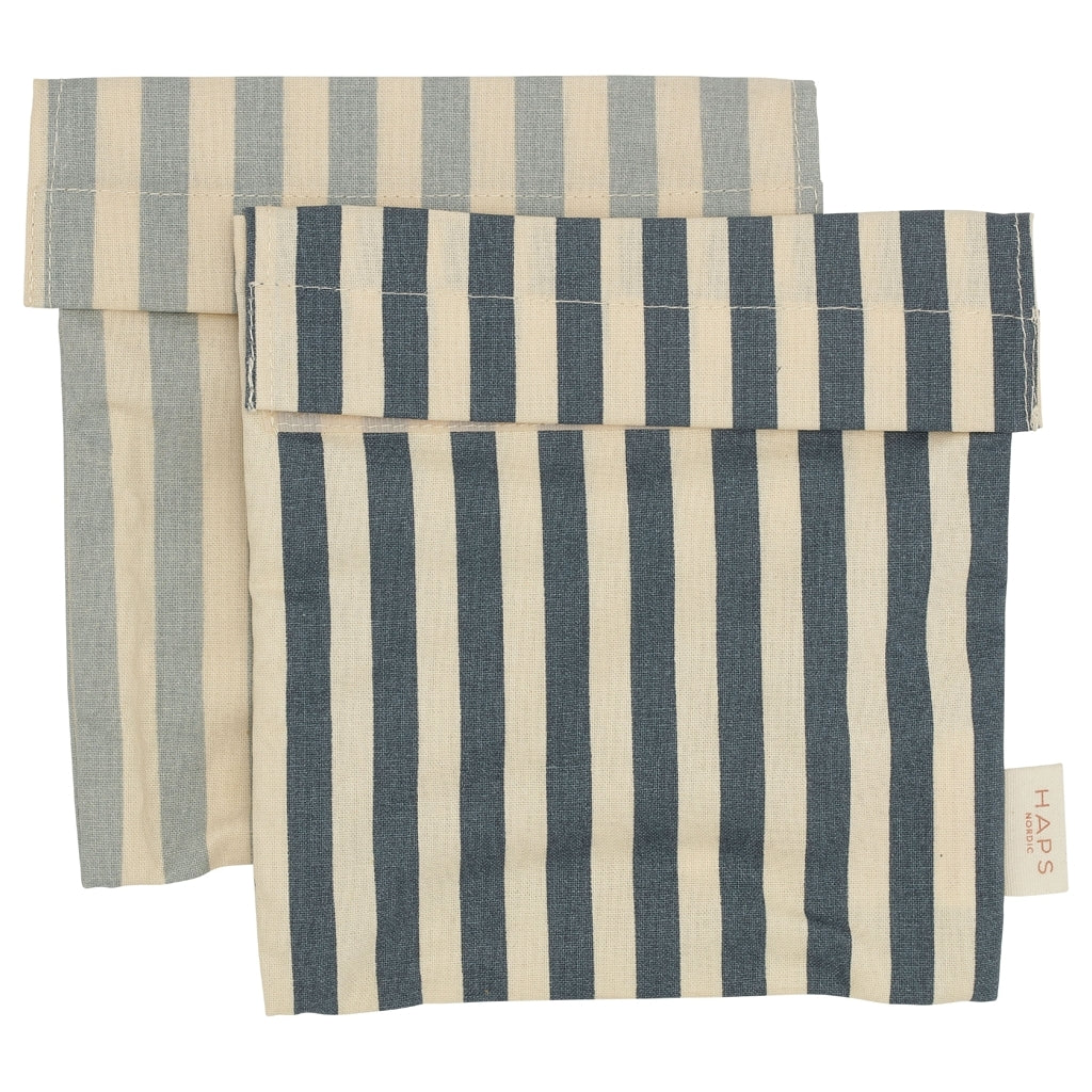 Haps Nordic Sandwich bag 2-pak Sandwich bag Marine stripe Petrolium/pigeon