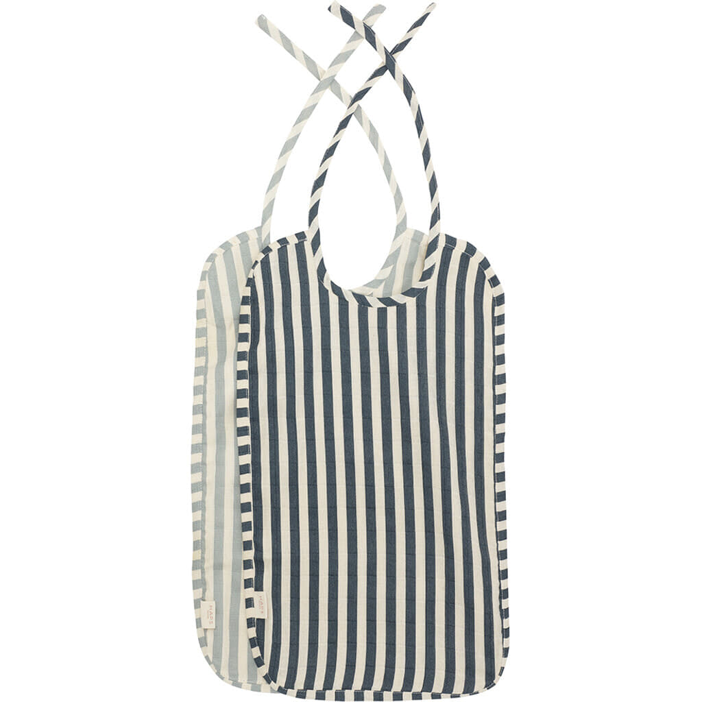 Haps Nordic Sui Muslin Bib Bib Marine stripe Petrolium/pigeon