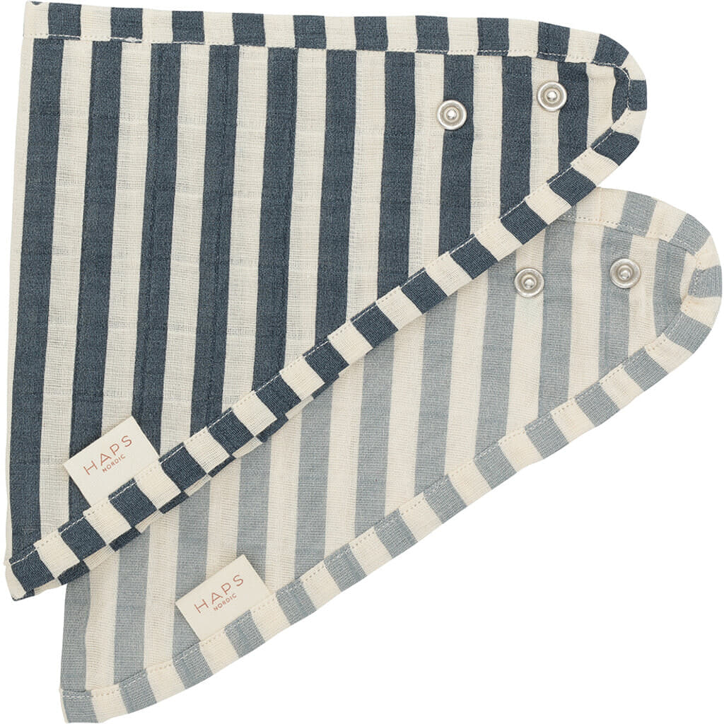 Haps Nordic Sui Muslin Mini Bib Mini Bib Marine stripe Petrolium/pigeon