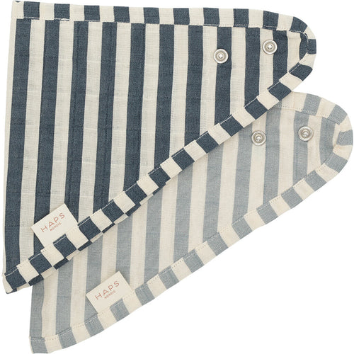 Haps Nordic Sui Muslin Mini Bib Mini Bib Marine stripe Petrolium/pigeon