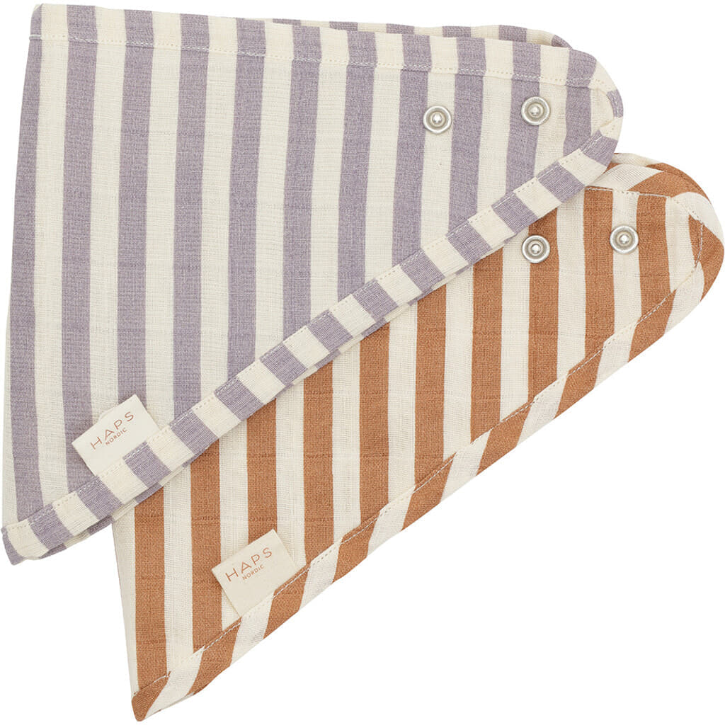 Haps Nordic Sui Muslin Mini Bib Mini Bib Marine stripe Terracotta/Lavender