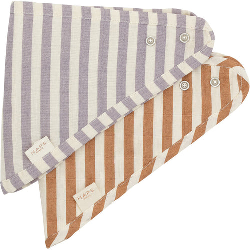 Haps Nordic Sui Muslin Mini Bib Mini Bib Marine stripe Terracotta/Lavender