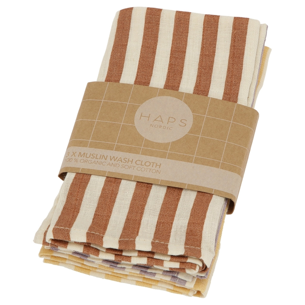 Haps Nordic Sui Muslin Wash Cloths Wash Cloths Marine stripe warm