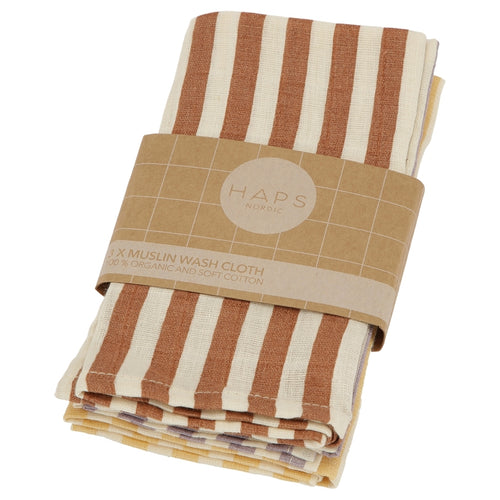 Haps Nordic Sui Muslin Wash Cloths Wash Cloths Marine stripe warm