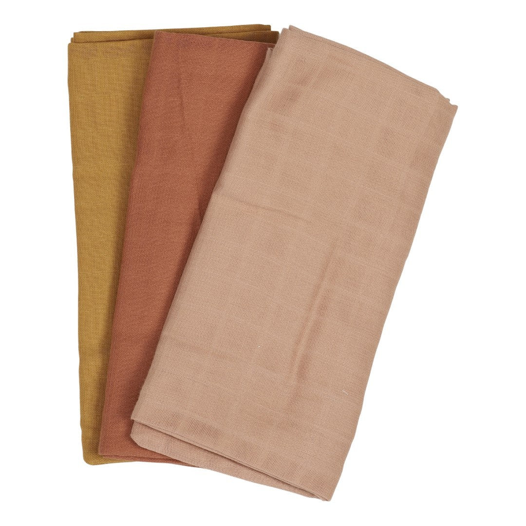 SUI MUSLIN CLOTHS - 3 pack - Warm