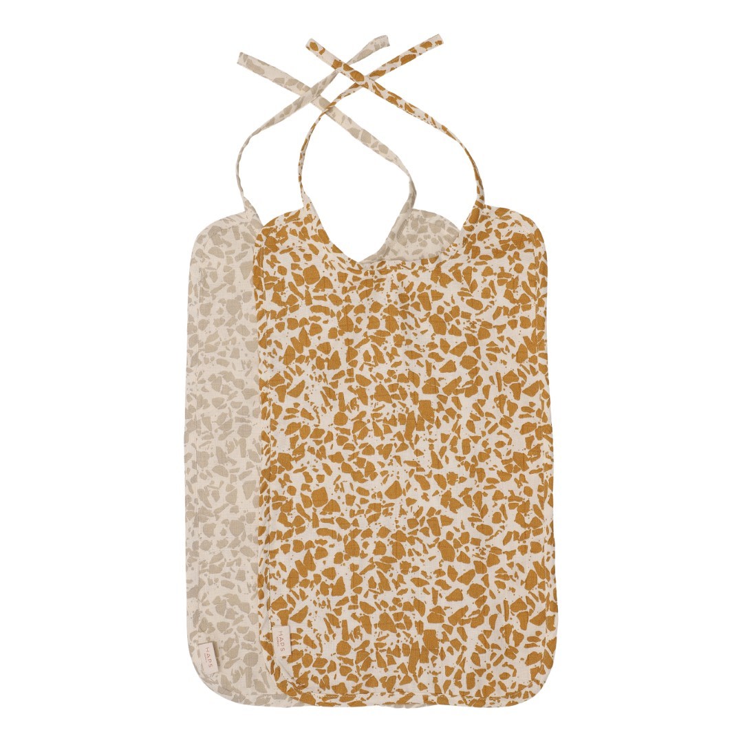 MUSLIN BIB LONG - Neutral Terrazzo