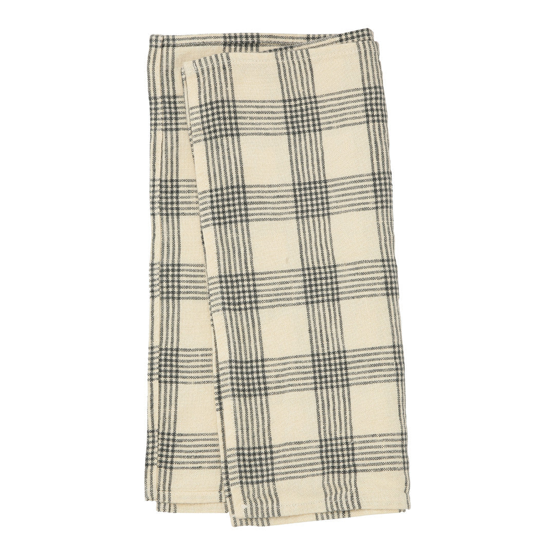 LINEN NAPKIN 2-PACK - French grid petrolium/Vanilla