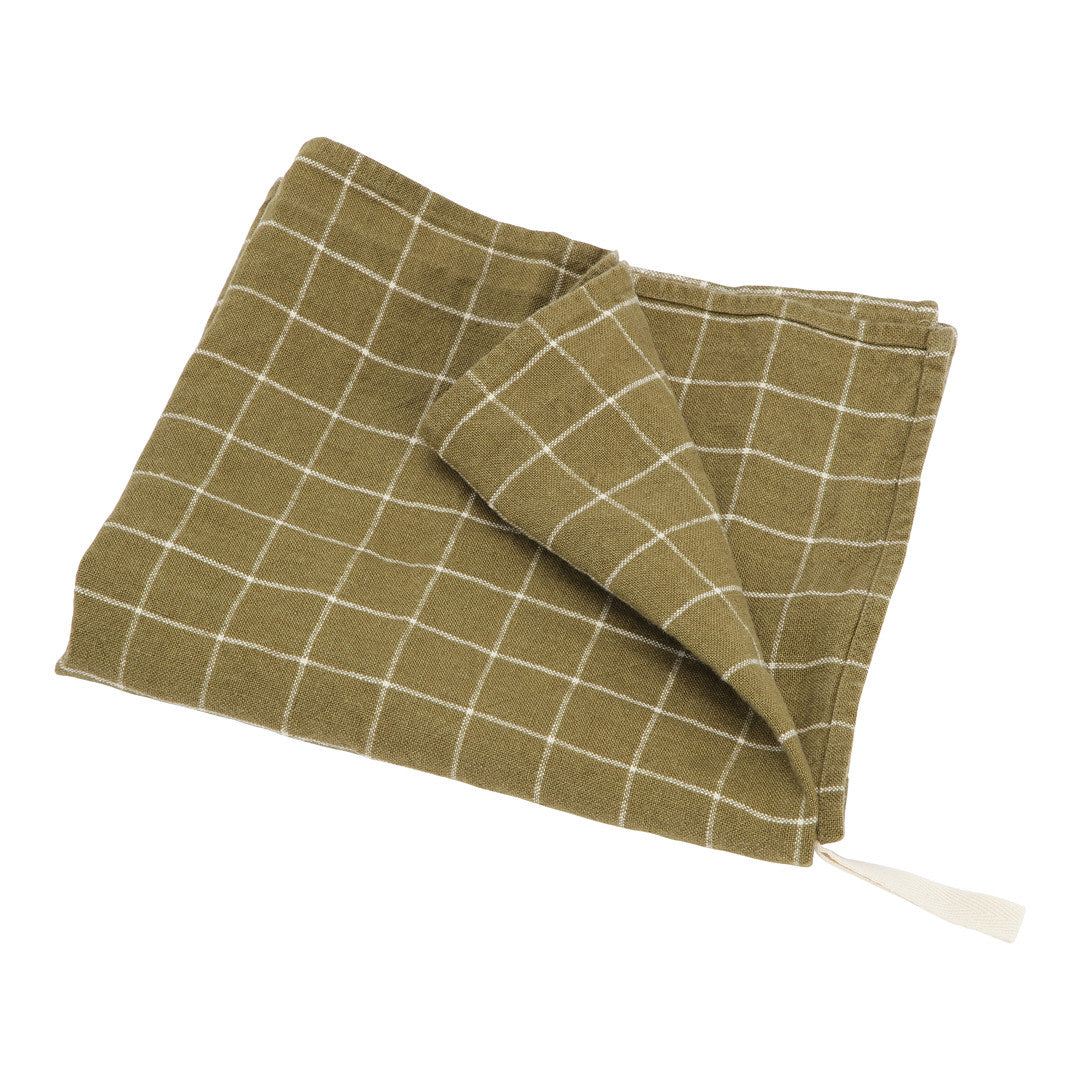 LINEN KITCHEN TOWEL - 1 pcs - Olive check