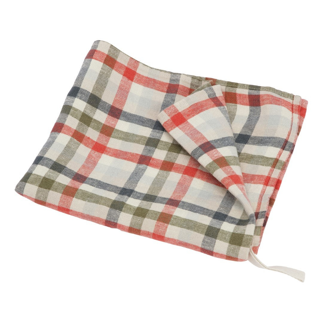 LINEN KITCHEN TOWEL - 1 pcs - Unique check, Chili