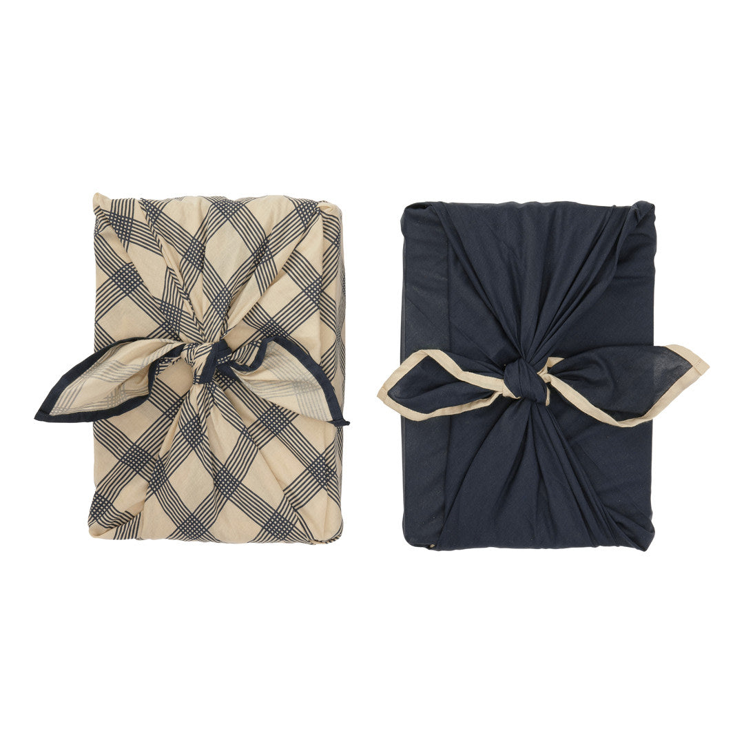 GIFT WRAP 2-PACK - Petrolium/French grid