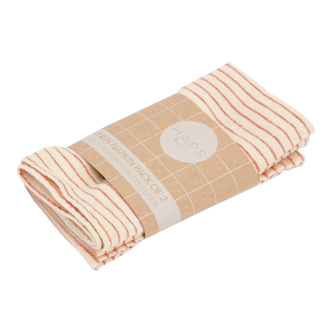 LINEN NAPKIN 2-PACK - Pin stripe Vanilla/Chili