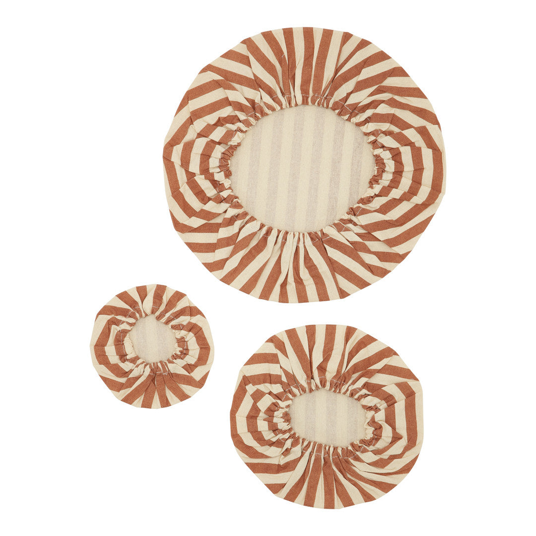 COTTON COVERS - Marine stripe Terracotta/Nature