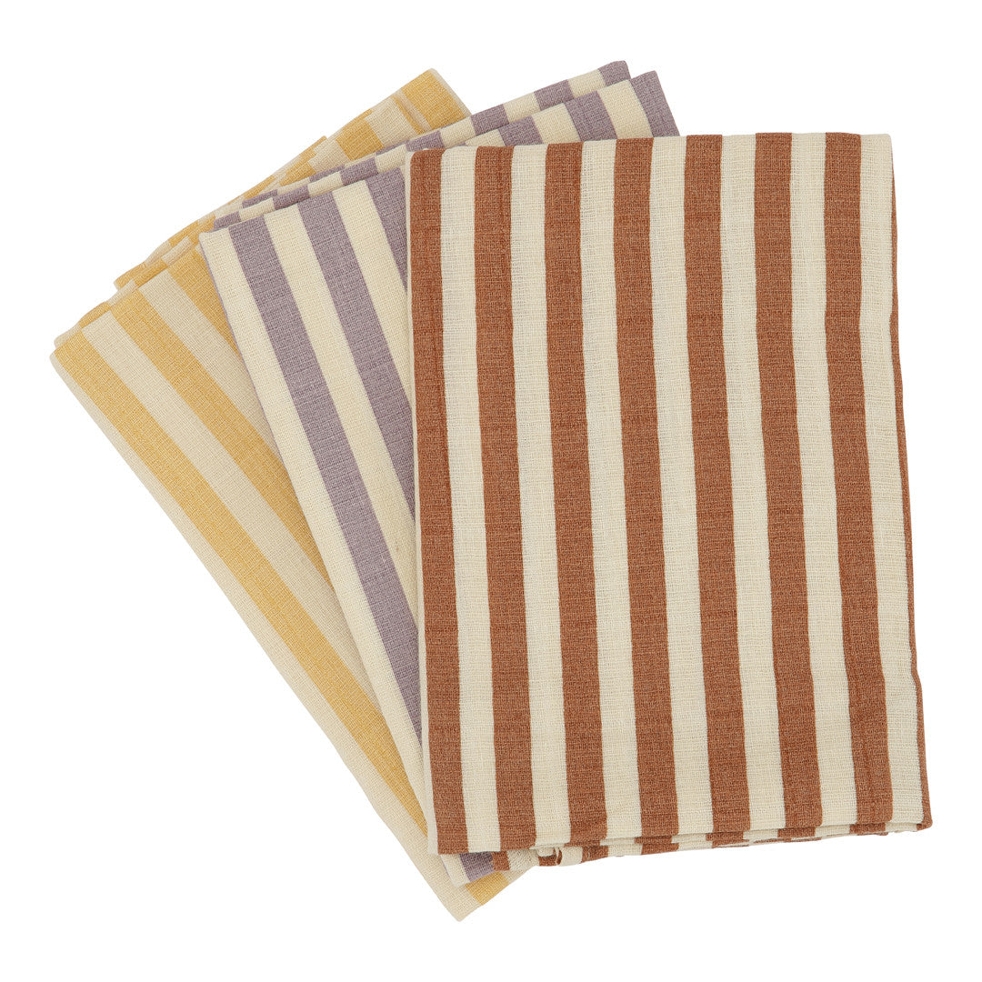 SUI MUSLIN CLOTHS - 3 pack - Marine stripe warm