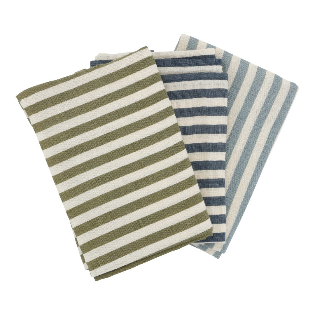 MUSLIN CLOTHS - 3 pack - Marine stripe cold