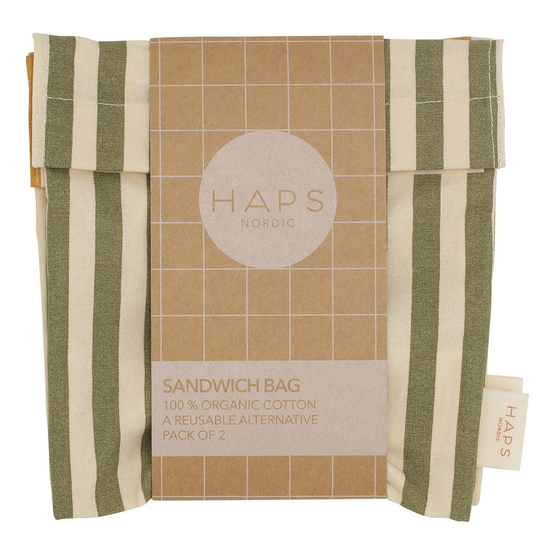 SANDWICH BAG 2-PACK - Marine stripe Mustard/Olive