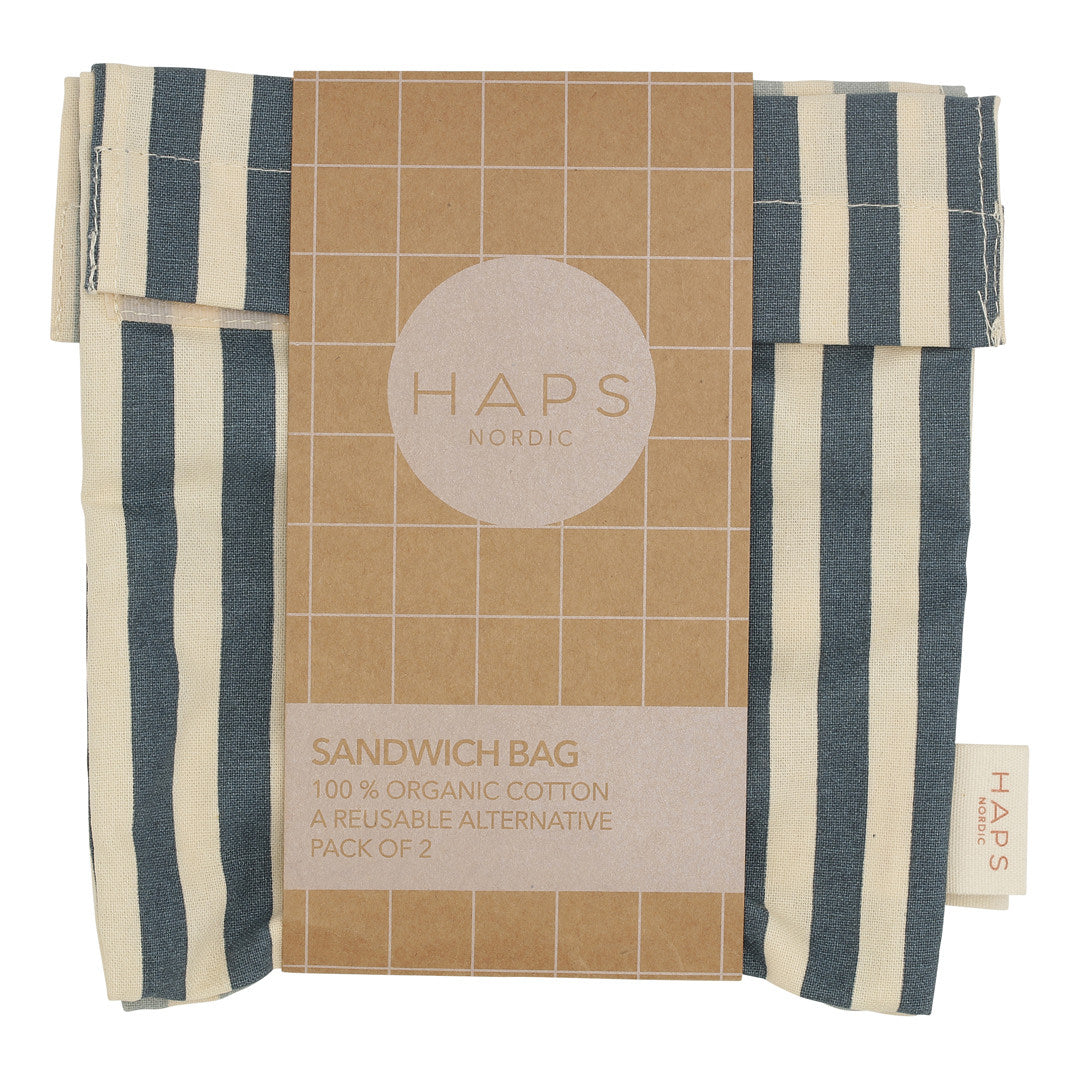 SANDWICH BAG 2-PACK - Marine stripe Petrolium/pigeon