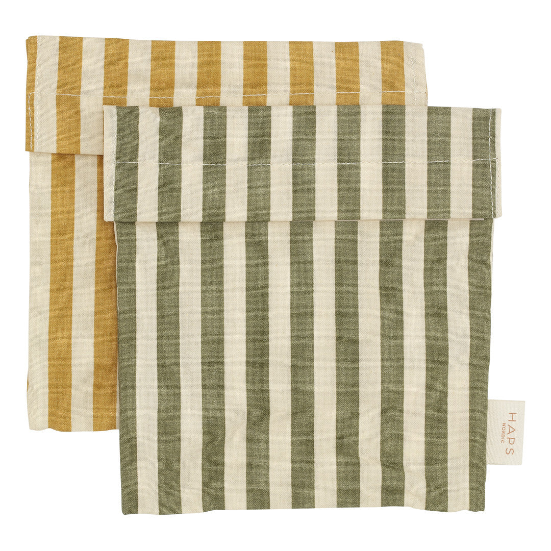 SANDWICH BAG 2-PACK - Marine stripe Mustard/Olive