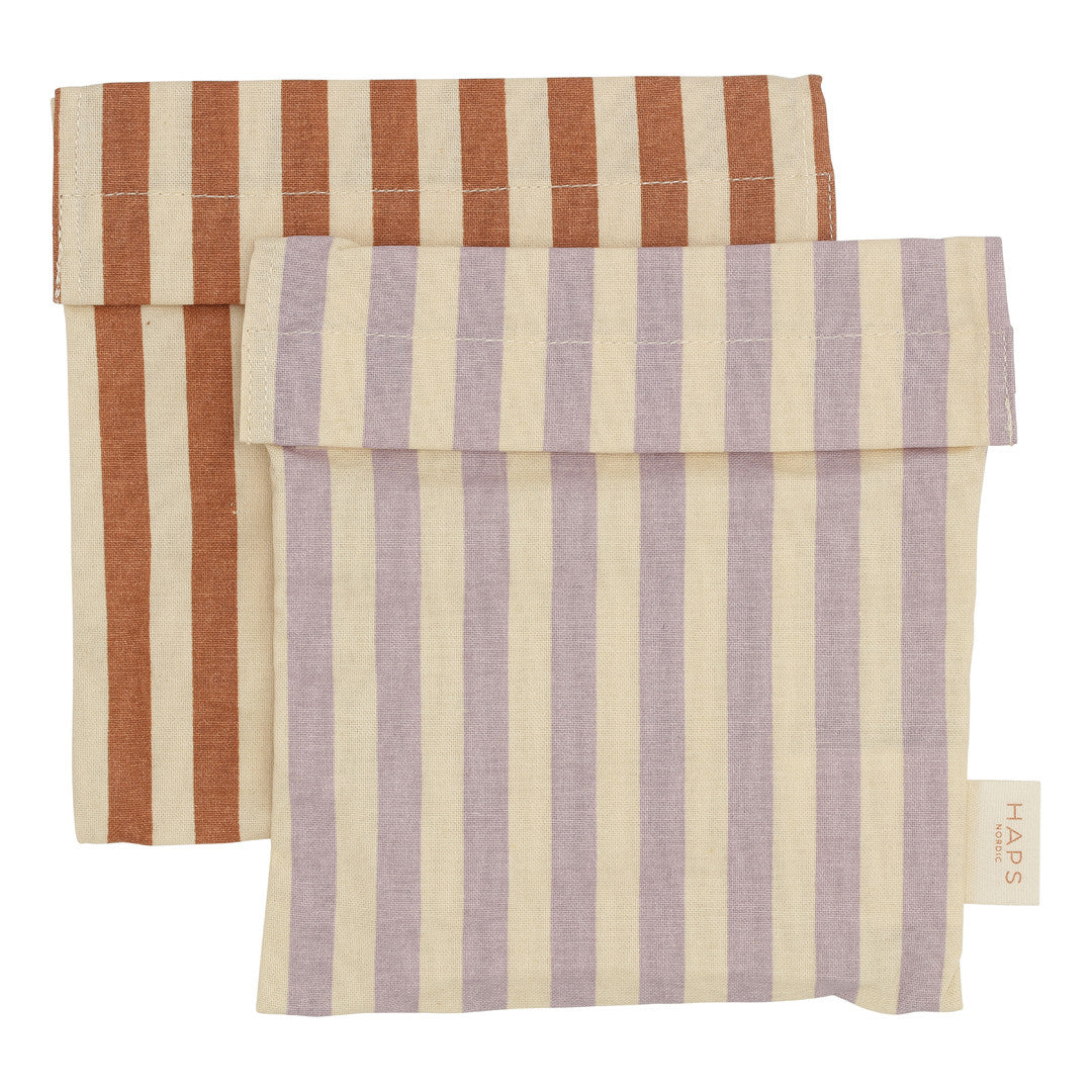 SANDWICH BAG 2-PACK - Marine stripe Terracotta/Lavender