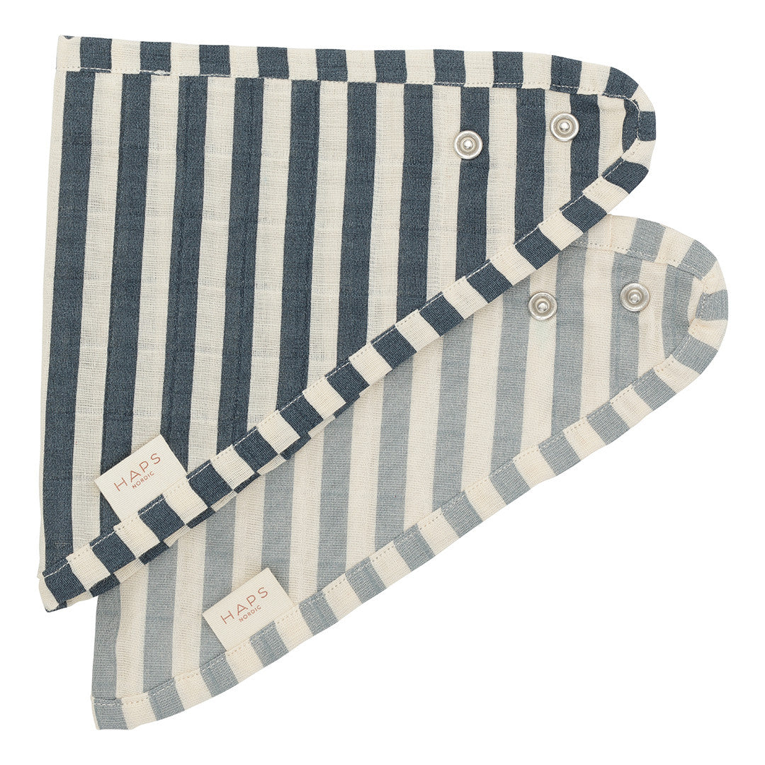 MINI BIB 2-pack - Marine stripe Petrolium/pigeon