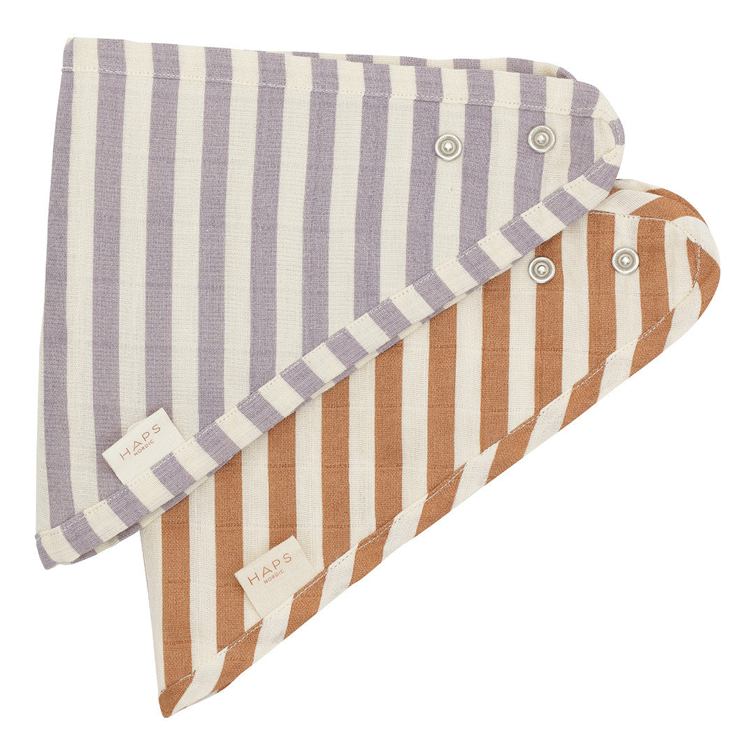 MINI BIB 2-pack - Marine stripe Terracotta/Lavender