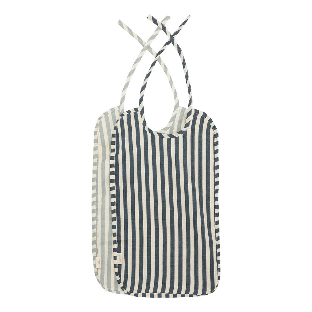 MUSLIN BIB LONG - Marine stripe Petrolium/pigeon