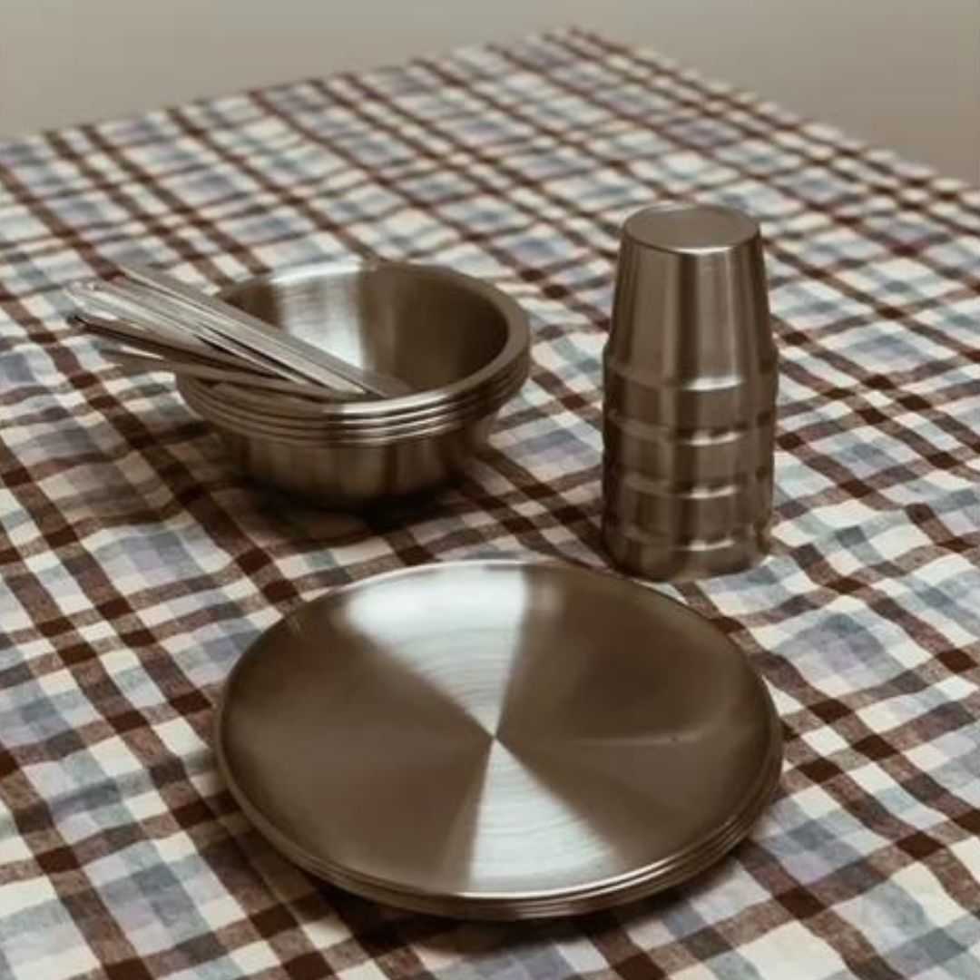 LINEN TABLE CLOTH - Unique check, Ocean