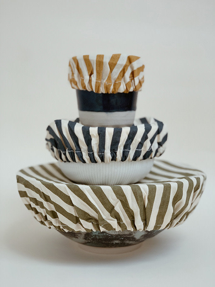 COTTON COVERS - Marine stripe Petrolium/nature