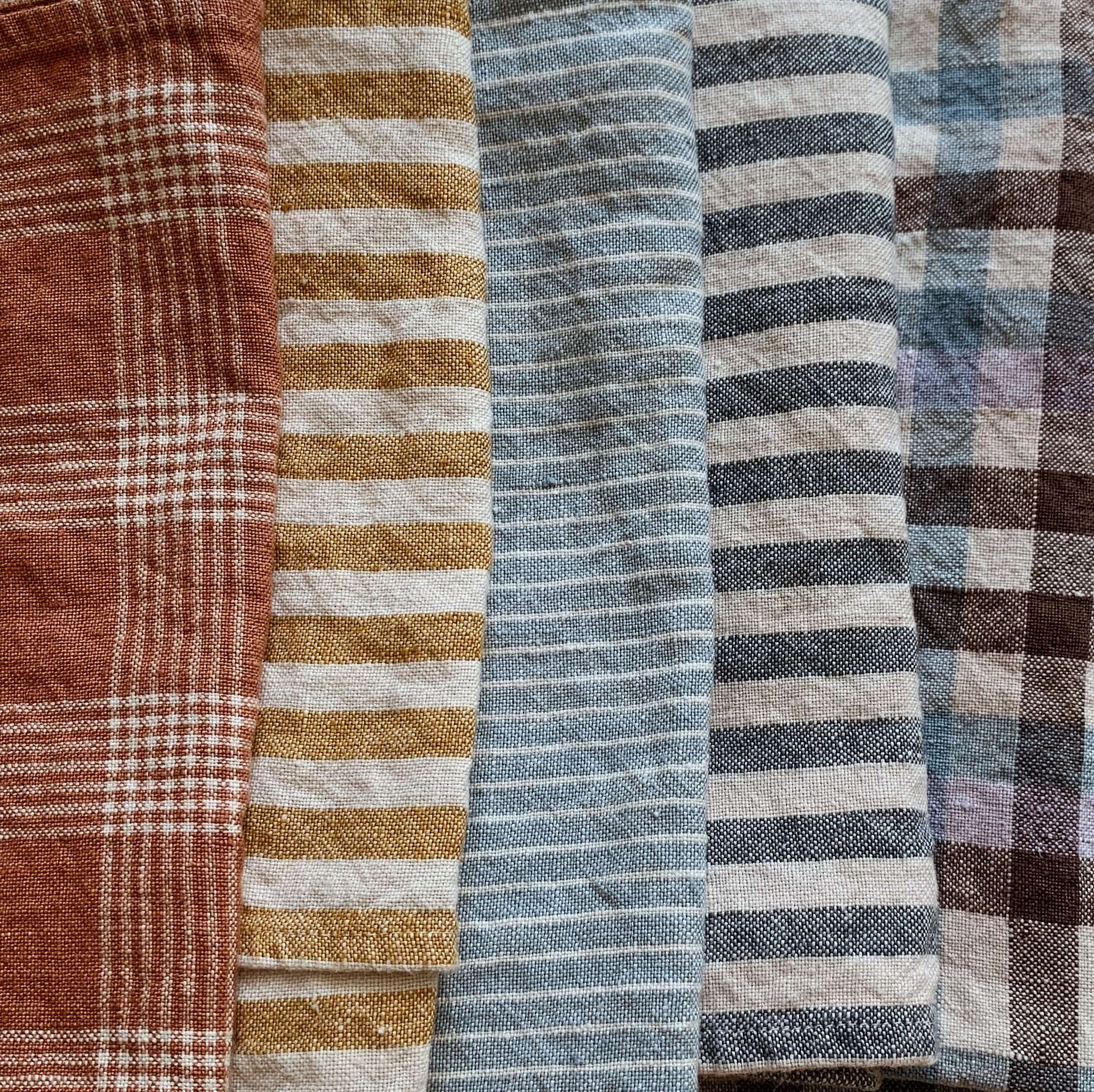 LINEN KITCHEN TOWEL - 1 pcs - Marine stripe Mustard/nature