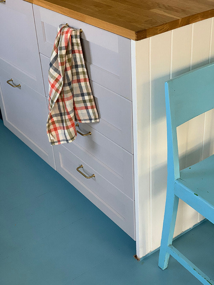 LINEN KITCHEN TOWEL - 1 pcs - Unique check, Chili