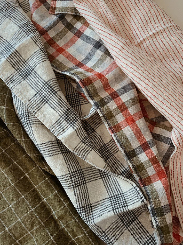 LINEN KITCHEN TOWEL - 1 pcs - Pin stripe Vanilla/Chili