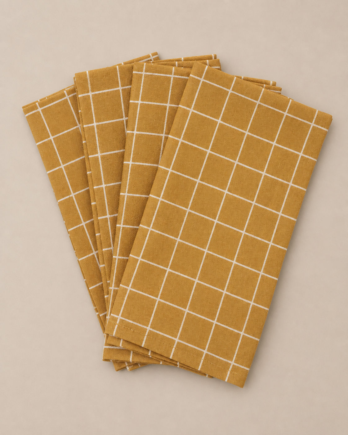 TEXTILE NAPKINS 4-PACK - Mustard Check