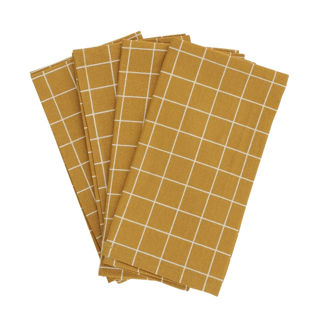 TEXTILE NAPKINS 4-PACK - Mustard Check