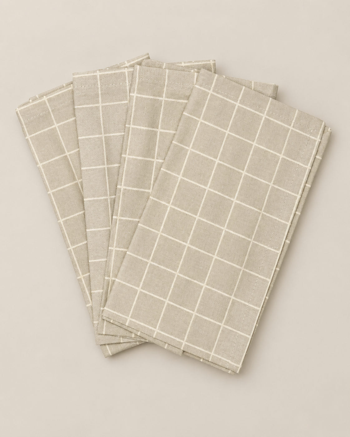 TEXTILE NAPKINS 4-PACK - Oyster Grey Check