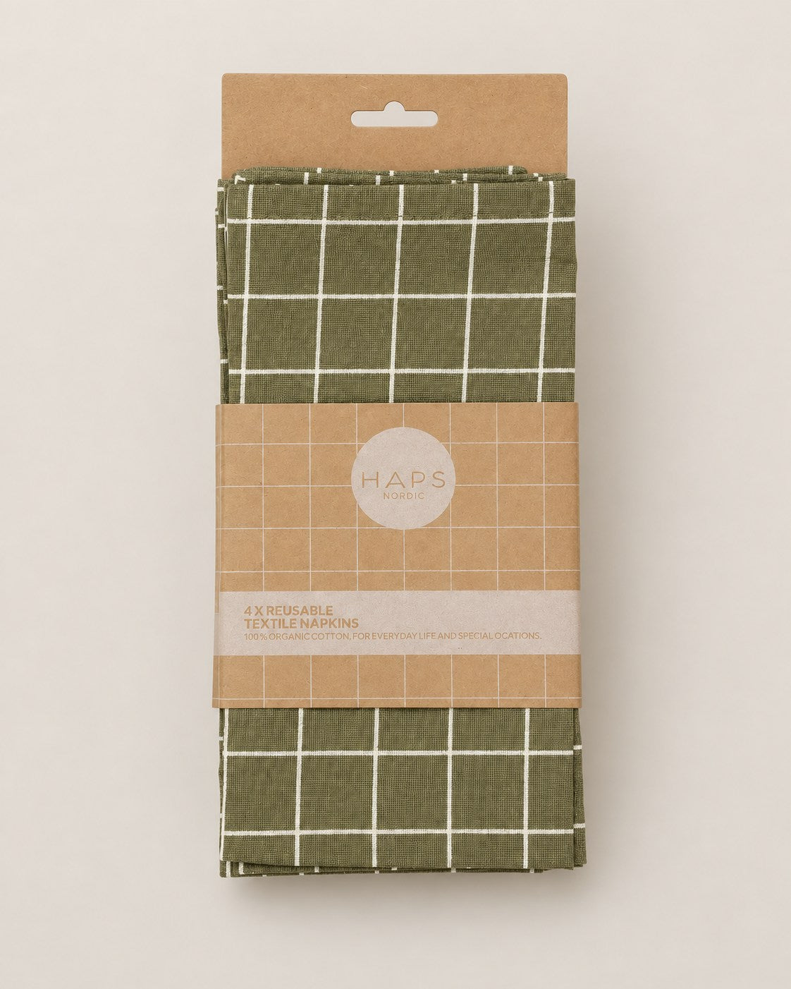 TEXTILE NAPKINS 4-PACK - Olive check