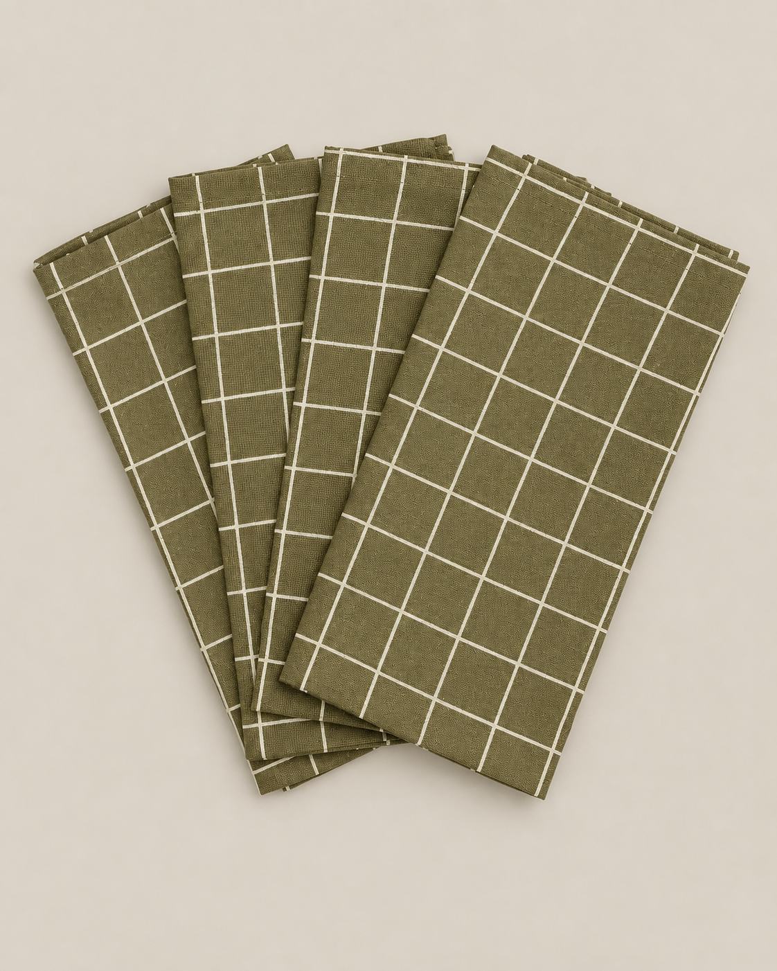 TEXTILE NAPKINS 4-PACK - Olive check