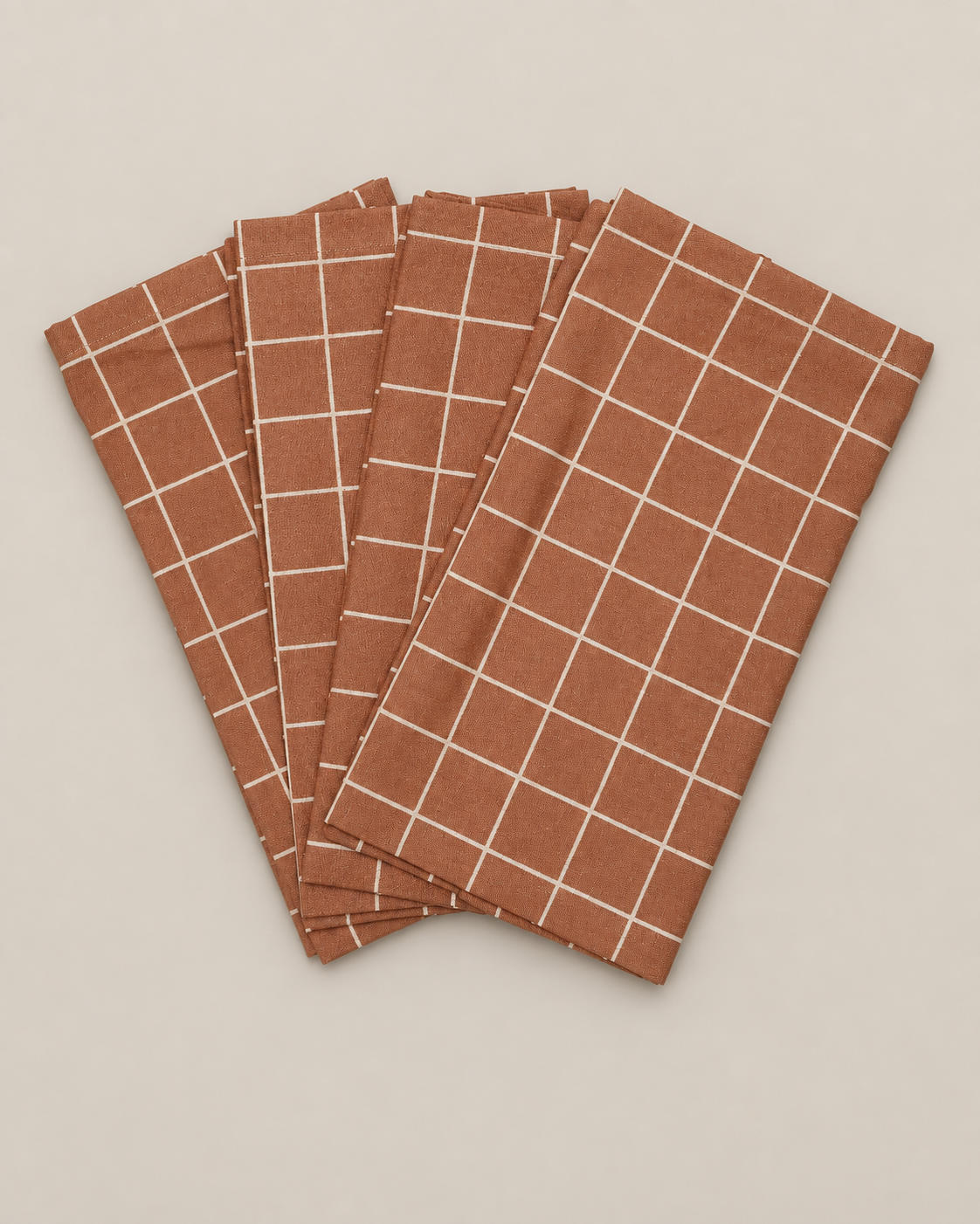 TEXTILE NAPKINS 4-PACK - Terracotta Check