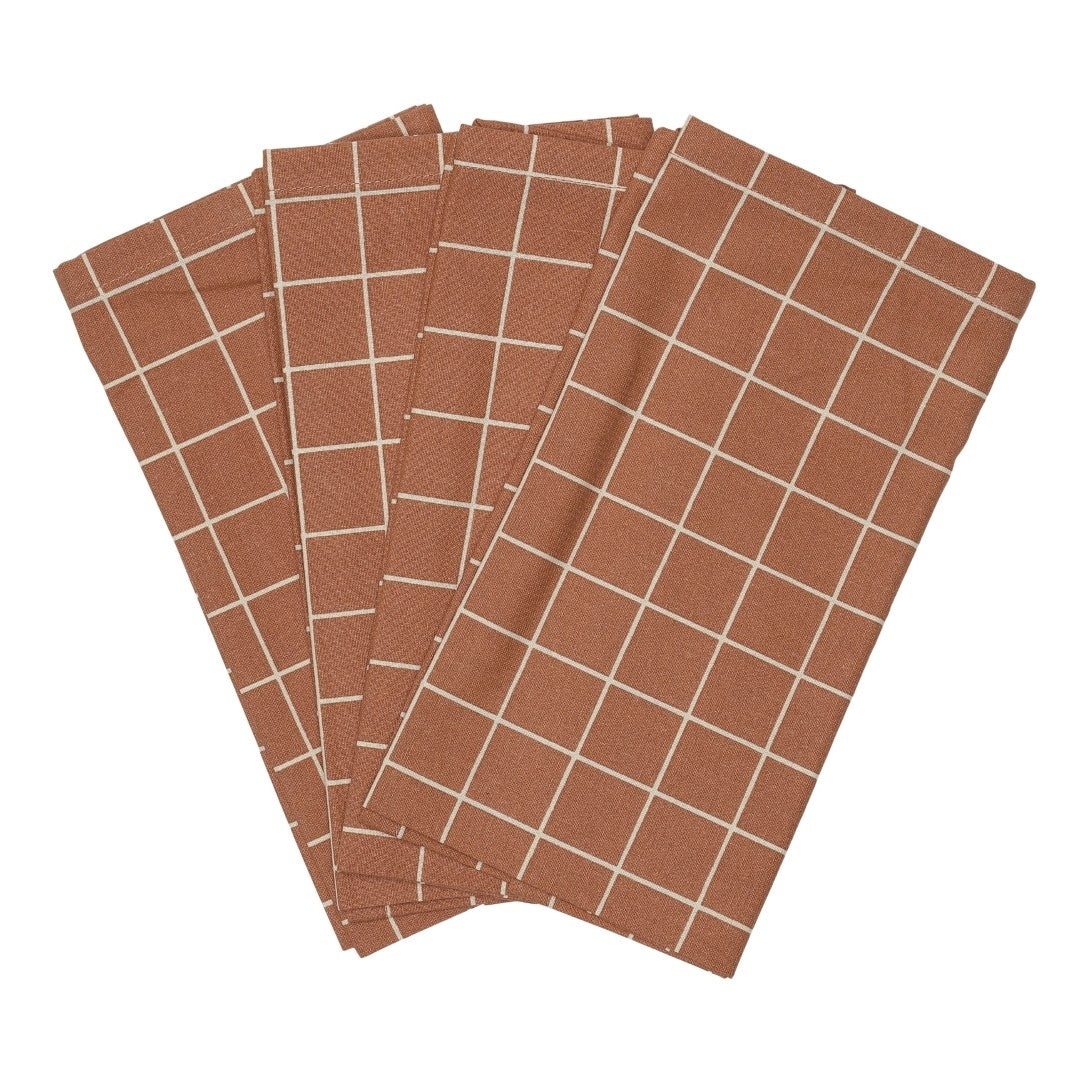 TEXTILE NAPKINS 4-PACK - Terracotta Check