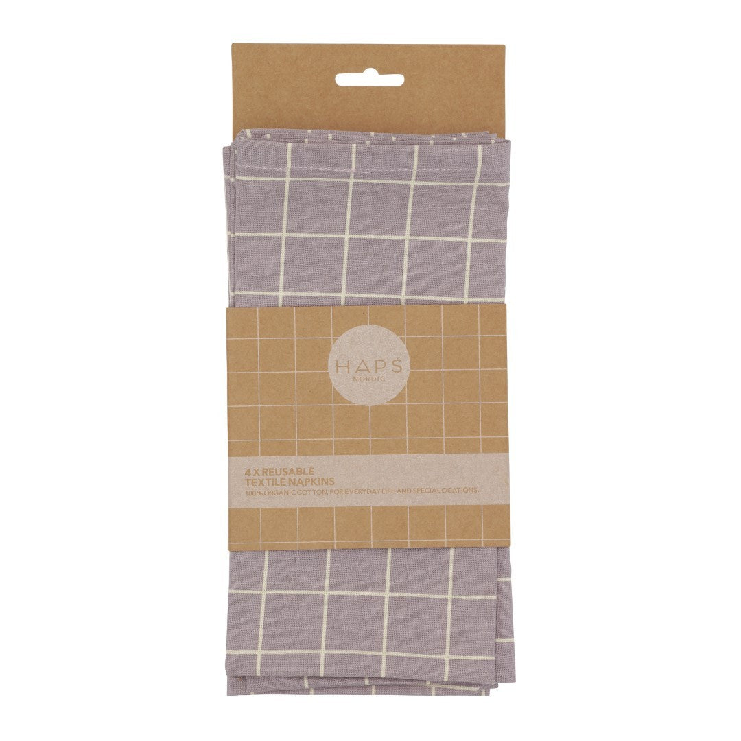 TEXTILE NAPKINS 4-PACK - Lavender check
