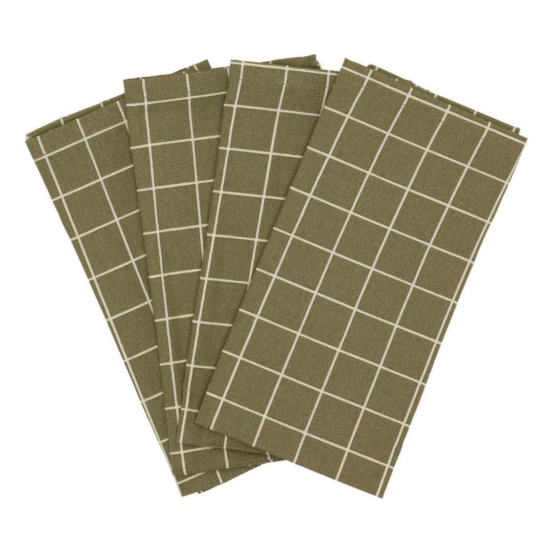 TEXTILE NAPKINS 4-PACK - Olive check