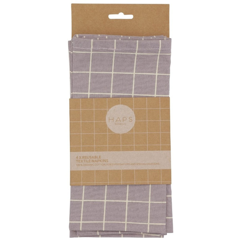 Haps Nordic Textile napkins 4-pack Napkins Lavender check